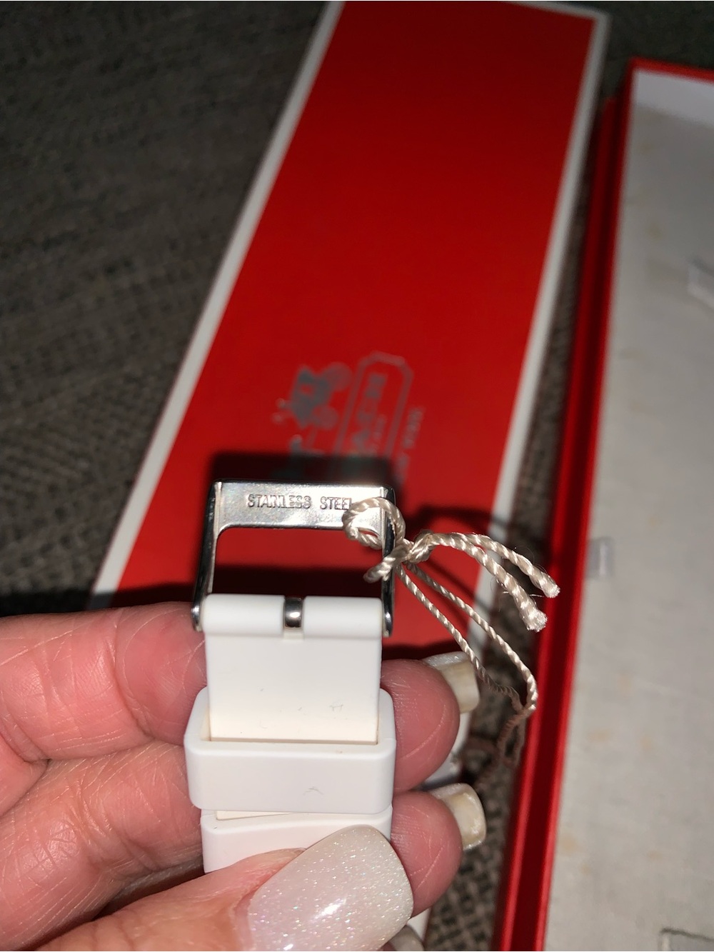 Coach BUNDLE Boyfriend "C" logo white silicone/rubber strap watch NEW & Wristlet - Picture 6 of 17